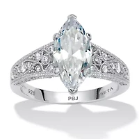 3.23 TCW Cubic Zirconia Platinum-plated Sterling Silver Engagement Ring