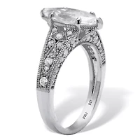 3.23 TCW Cubic Zirconia Platinum-plated Sterling Silver Engagement Ring