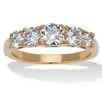 1.46 TCW Round Cubic Zirconia Gold Ion-Plated Stainless Steel Anniversary Ring
