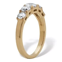 1.46 TCW Round Cubic Zirconia Gold Ion-Plated Stainless Steel Anniversary Ring