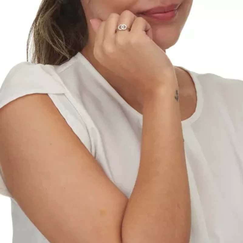 0.07 TCW Round Cubic Zirconia Sterling Silver Eternity Circles Ring