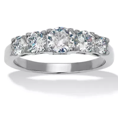 1.46 TCW Round Cubic Zirconia Stainless Steel Anniversary Ring