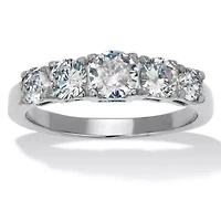 1.46 TCW Round Cubic Zirconia Stainless Steel Anniversary Ring