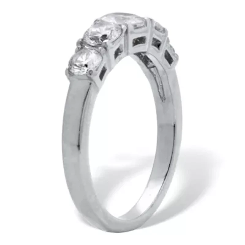 1.46 TCW Round Cubic Zirconia Stainless Steel Anniversary Ring