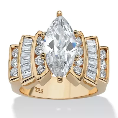 3.63 TCW Cubic Zirconia Gold-Plated Sterling Silver Ring