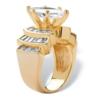 3.63 TCW Cubic Zirconia Gold-Plated Sterling Silver Ring