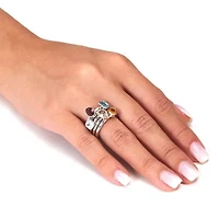 1.32 TCW CZ and Simulated Crystal Platinum-plated 5 Piece Stackable Ring Set