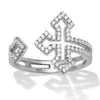 .35 TCW Round Cubic Zirconia Sterling Silver Gothic Cross Ring