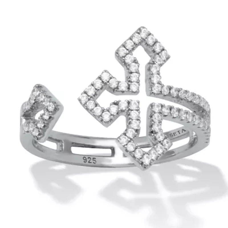 .35 TCW Round Cubic Zirconia Sterling Silver Gothic Cross Ring