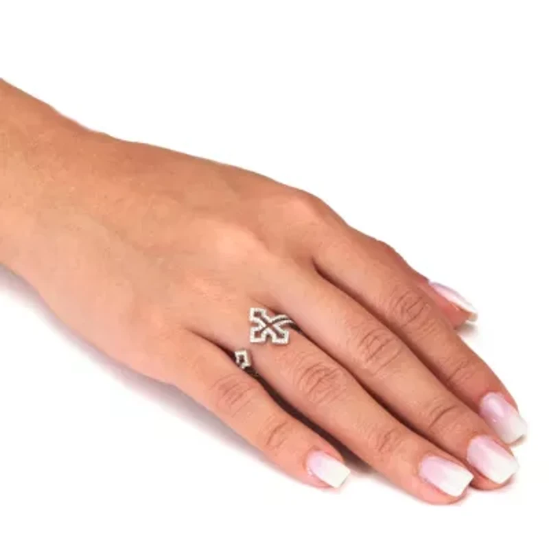 .35 TCW Round Cubic Zirconia Sterling Silver Gothic Cross Ring