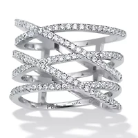 0.55 TCW Round Cubic Zirconia Sterling Silver Five Row Wrap Ring