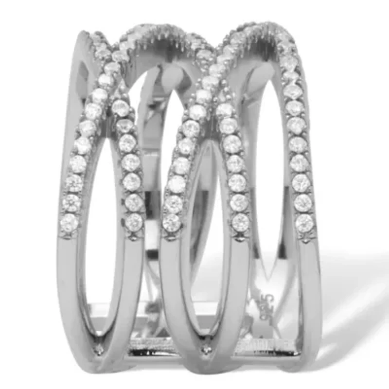 0.55 TCW Round Cubic Zirconia Sterling Silver Five Row Wrap Ring