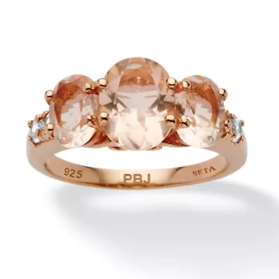 2.82 TCW Simulated Pink Morganite CZ 18k Rose Gold-Plated Sterling Silver Ring