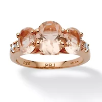 2.82 TCW Simulated Pink Morganite CZ 18k Rose Gold-Plated Sterling Silver Ring
