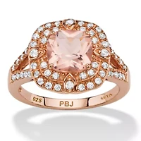 2.03 TCW Simulated Pink Morganite and CZ Rose Gold-Plated Sterling Silver Ring
