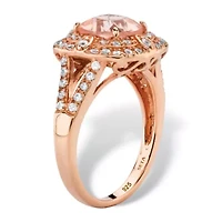 2.03 TCW Simulated Pink Morganite and CZ Rose Gold-Plated Sterling Silver Ring