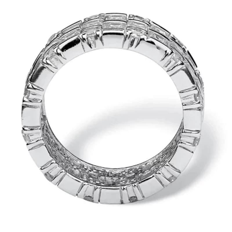 5.12 TCW Baguette CZ Eternity Band in Platinum-plated Sterling Silver