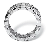 5.12 TCW Baguette CZ Eternity Band in Platinum-plated Sterling Silver
