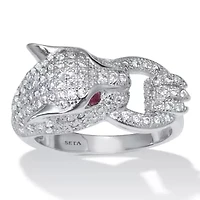 .77 TCW Round Cubic Zirconia Silvertone Panther Cocktail Ring