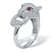.77 TCW Round Cubic Zirconia Silvertone Panther Cocktail Ring