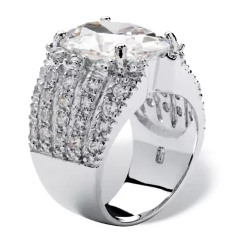10.82 TCW Oval-Cut Cubic Zirconia .925 Sterling Silver Sparkler Engagement Ring