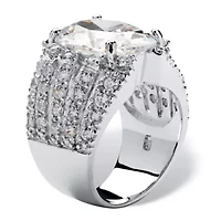 10.82 TCW Oval-Cut Cubic Zirconia .925 Sterling Silver Sparkler Engagement Ring