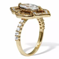 2.67 TCW Marquise Cut Cubic Zirconia 14k Yellow Gold-Plated Antiqued Ring