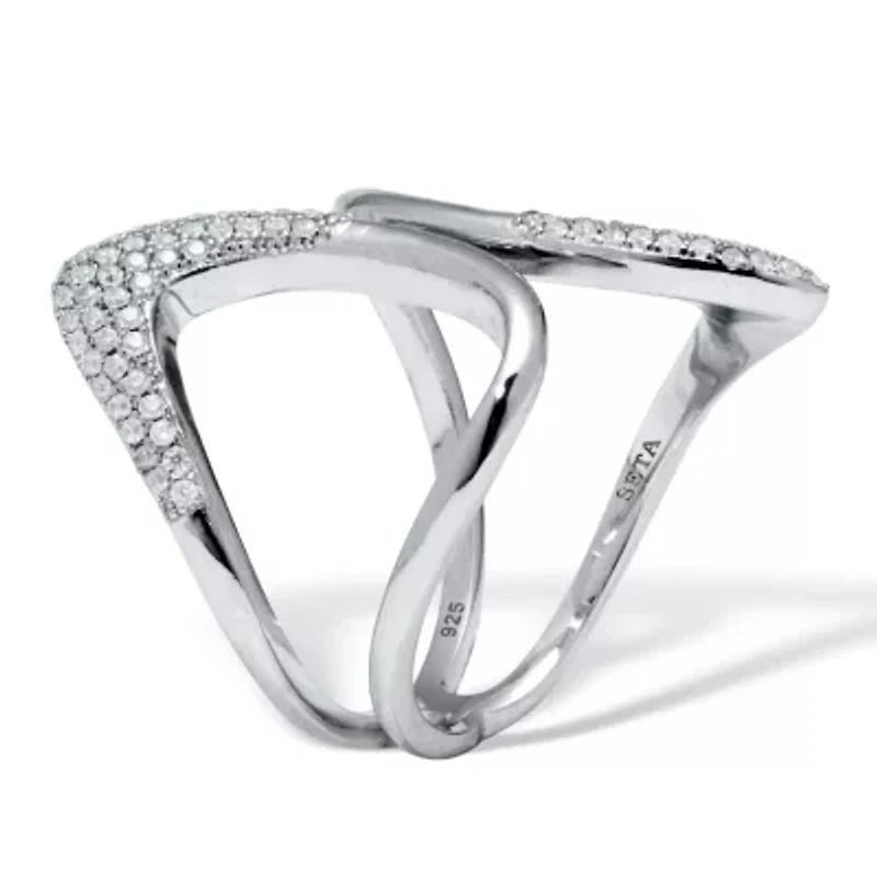 0.46 TCW Round Cubic Zirconia Sterling Silver Open Loop Ring