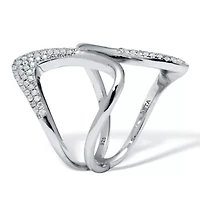 0.46 TCW Round Cubic Zirconia Sterling Silver Open Loop Ring