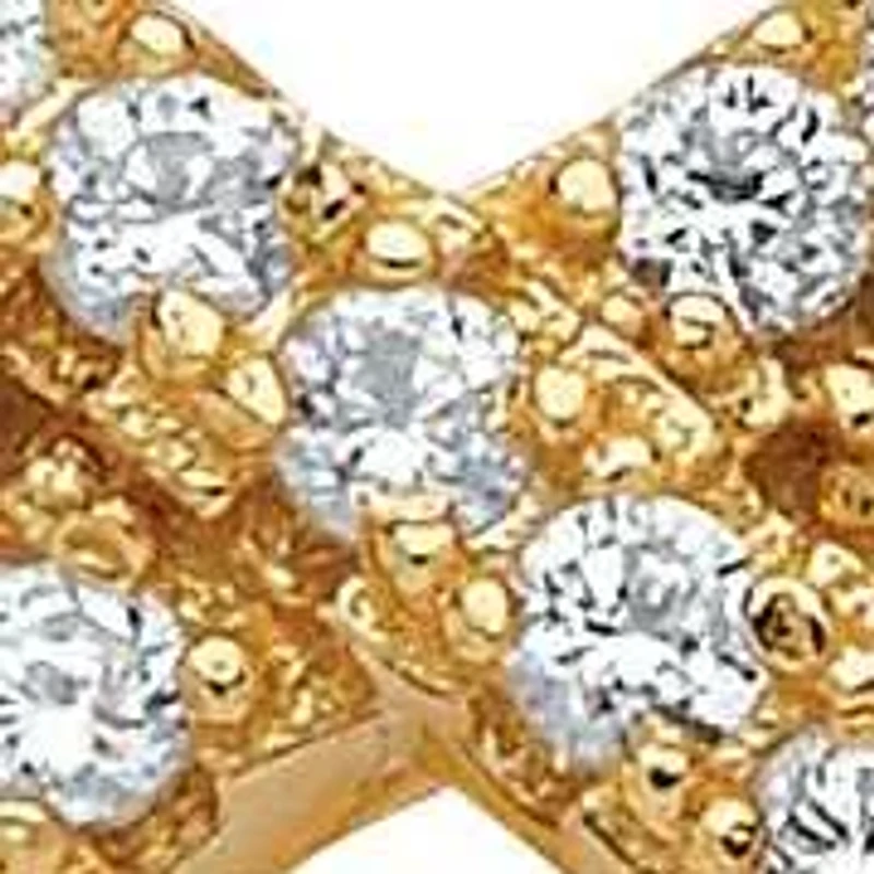 .57 TCW Cubic Zirconia 14k Yellow Gold-Plated Sterling Silver Crossover Ring