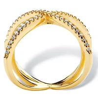 .57 TCW Cubic Zirconia 14k Yellow Gold-Plated Sterling Silver Crossover Ring