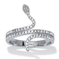 0.40 TCW Round Cubic Zirconia Sterling Silver Snake Ring
