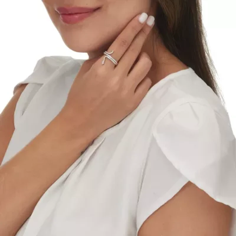 0.40 TCW Round Cubic Zirconia Sterling Silver Snake Ring