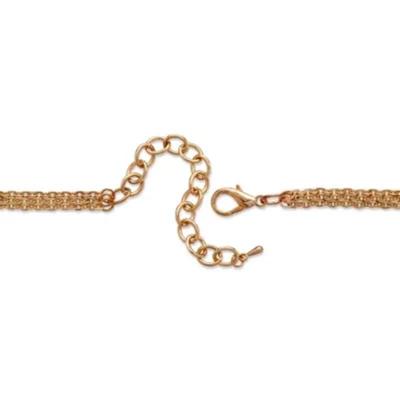 Grey Crystal Multi-Strand Goldtone Statement Necklace Adjustable 18"