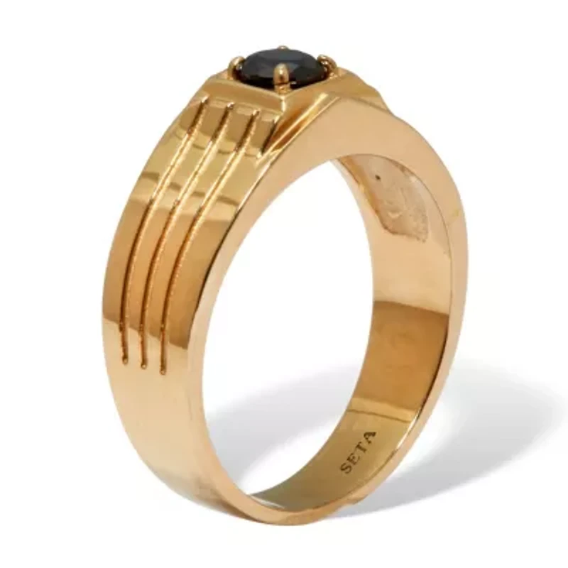 .5 TCW Men's Round Black Cubic Zirconia Gold Ion-Plated Stainless Steel Ring