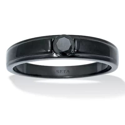 .25 TCW Men's Round Black Cubic Zirconia Ion-Plated Stainless Steel Ring