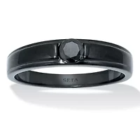 .25 TCW Men's Round Black Cubic Zirconia Ion-Plated Stainless Steel Ring