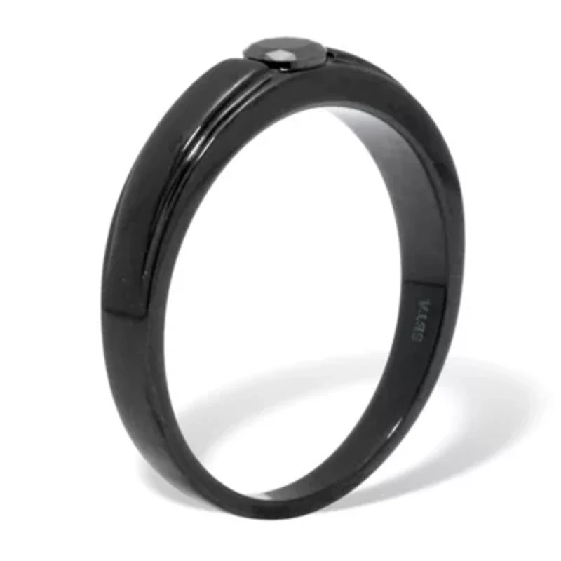 .25 TCW Men's Round Black Cubic Zirconia Ion-Plated Stainless Steel Ring