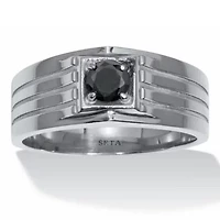 .5 TCW Men's Round Black Cubic Zirconia Stainless Steel Ring