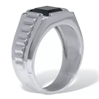 .5 TCW Men's Round Black Cubic Zirconia Stainless Steel Ring