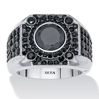 3.87 TCW Men's Round Black Cubic Zirconia Stainless Steel Ring