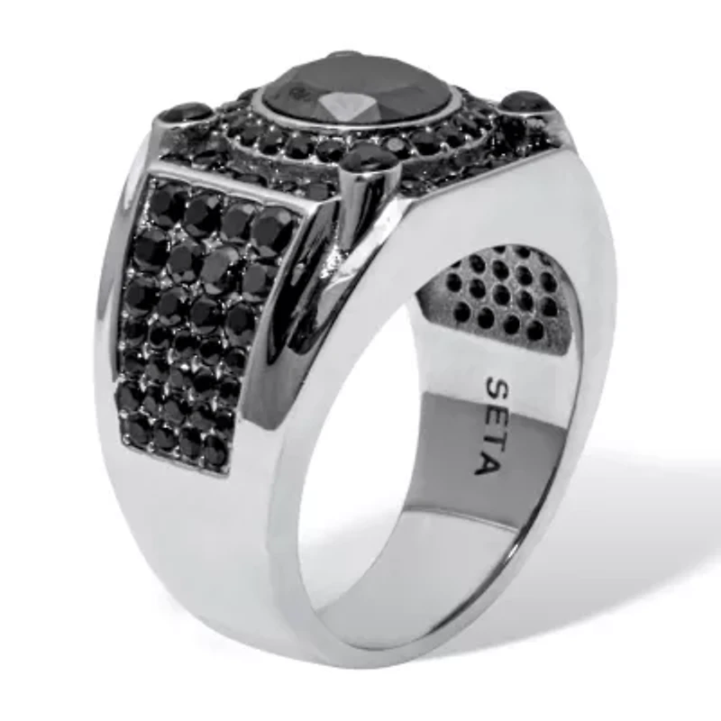 3.87 TCW Men's Round Black Cubic Zirconia Stainless Steel Ring