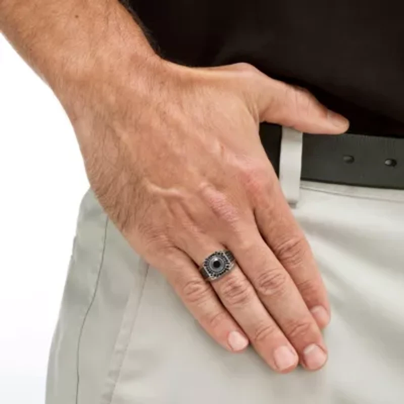 3.87 TCW Men's Round Black Cubic Zirconia Stainless Steel Ring