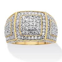 Men's 3.20 Cttw. Round Cubic Zirconia 18k Gold Plated Grid Style Ring