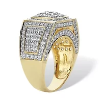 Men's 3.20 Cttw. Round Cubic Zirconia 18k Gold Plated Grid Style Ring