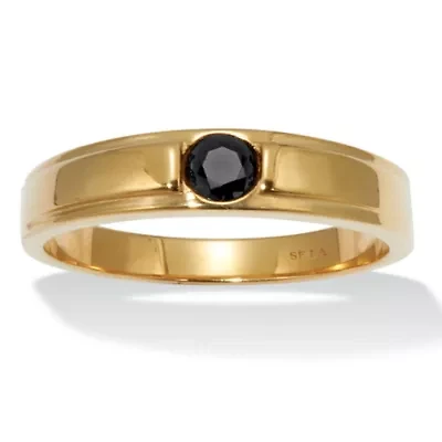 .25 TCW Men's Round Black Cubic Zirconia Gold Ion-Plated Stainless Steel Ring