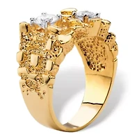 Men's 1.05 TCW Round Cubic Zirconia Gold-Plated Two-Stone Nugget Ring