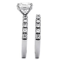 2.45 TCW Cushion-Cut Cubic Zirconia Platinum-plated Silver Bridal Ring Set
