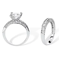 3.38 TCW CZ Two-Piece Bridal Set Platinum-plated Sterling Silver