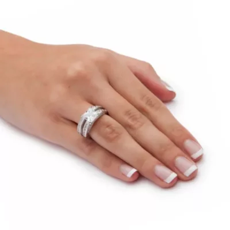 3.38 TCW CZ Two-Piece Bridal Set Platinum-plated Sterling Silver